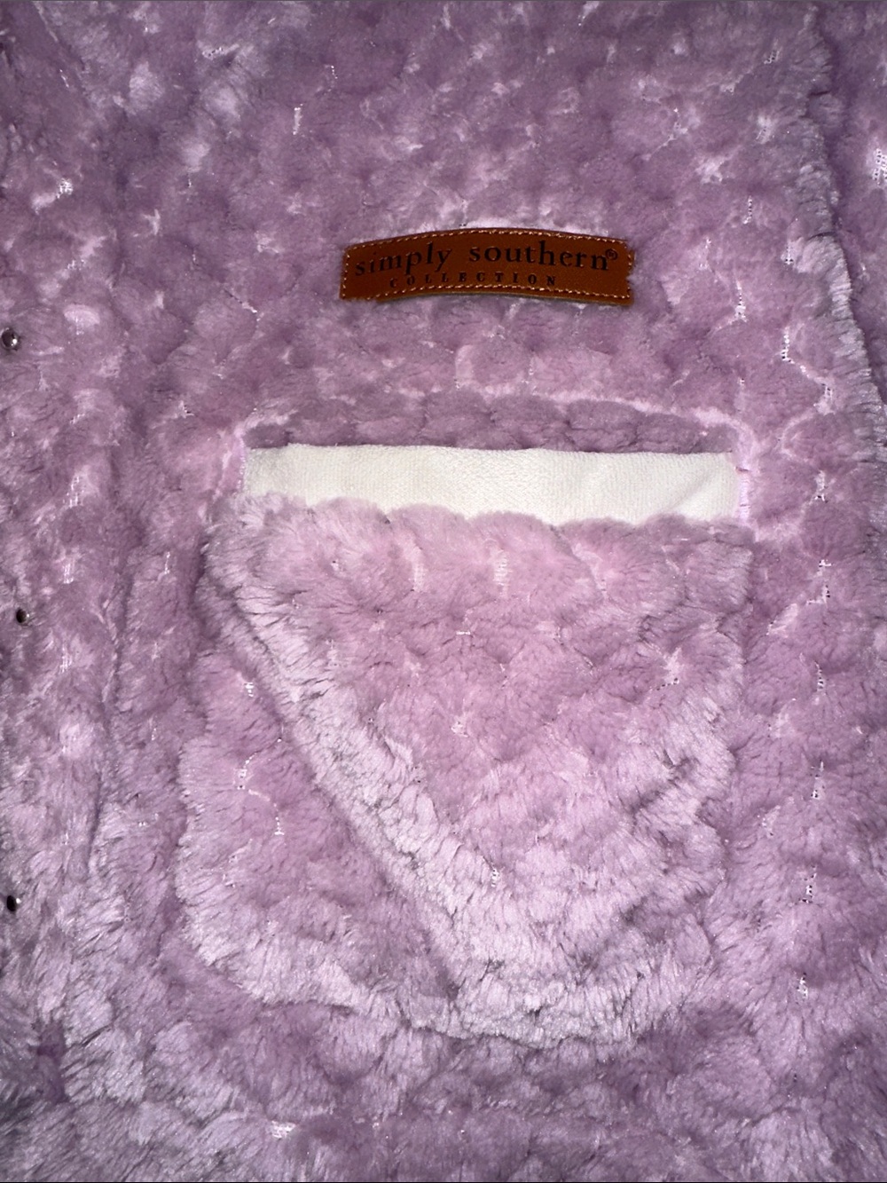 Simply southern Lavender Plush Pullover with White Trim - Picture 4 of 5
